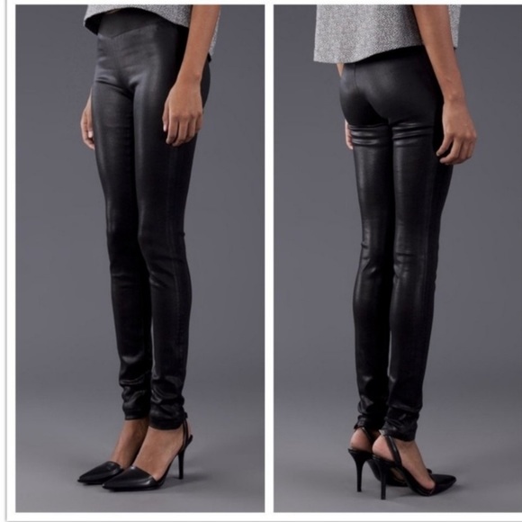 Goldsign Zebra Coated Skinny Leggings Jegging Black Women's 26 - Picture 2 of 8